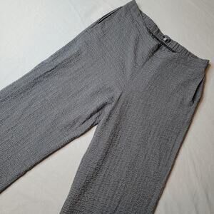 Habitat Women's Size S Crinkled Wide Leg Pull On Pant Black/White Check 24268